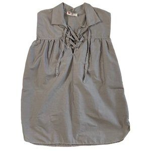 Grey Handmade Women's Sleeveless Renaissance Tunic V Neck Tie Up Loose